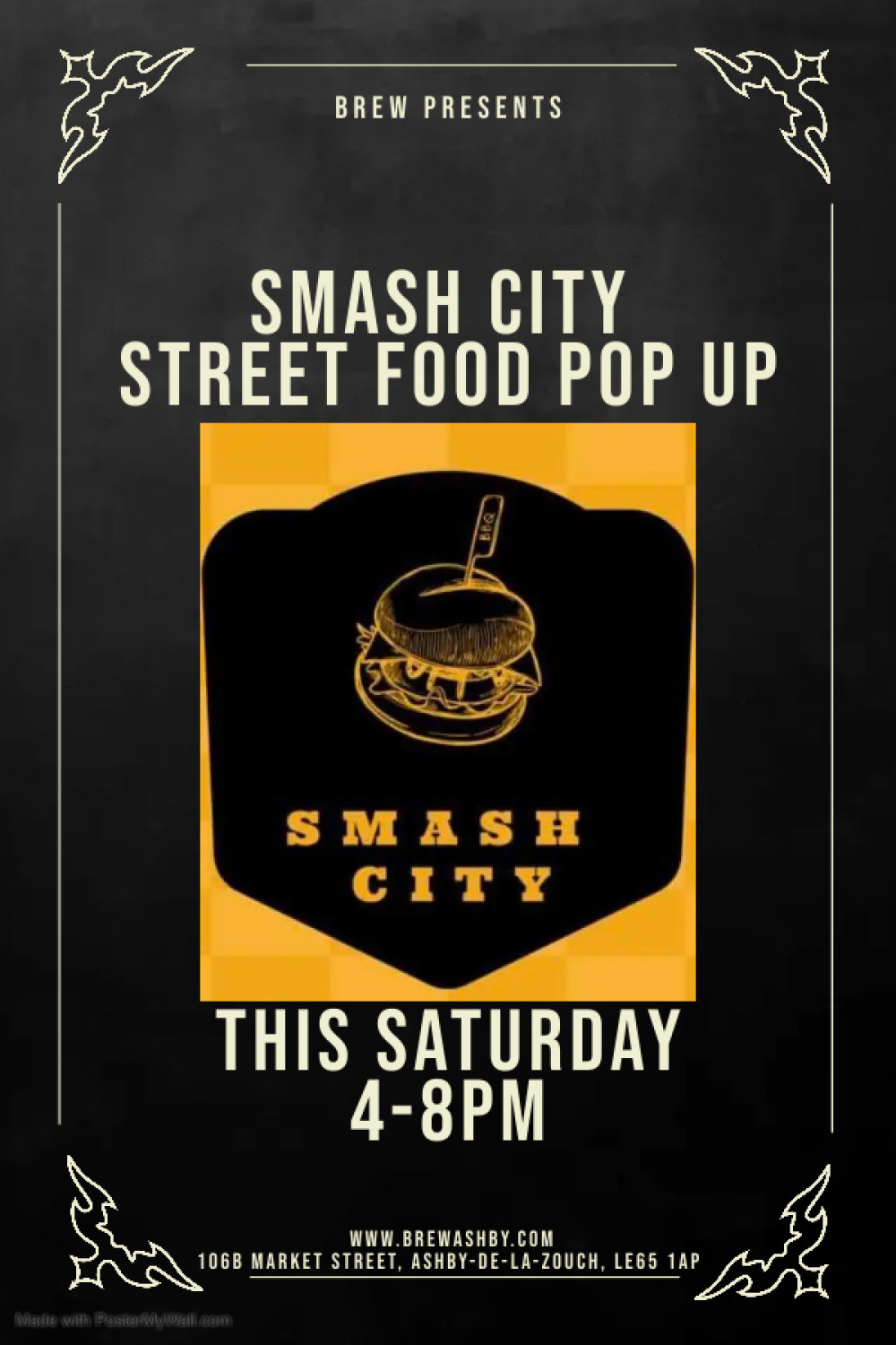 Smash City Street Food Pop Up at at Brew, 106B Market Street, Ashby-de-la-Zouch