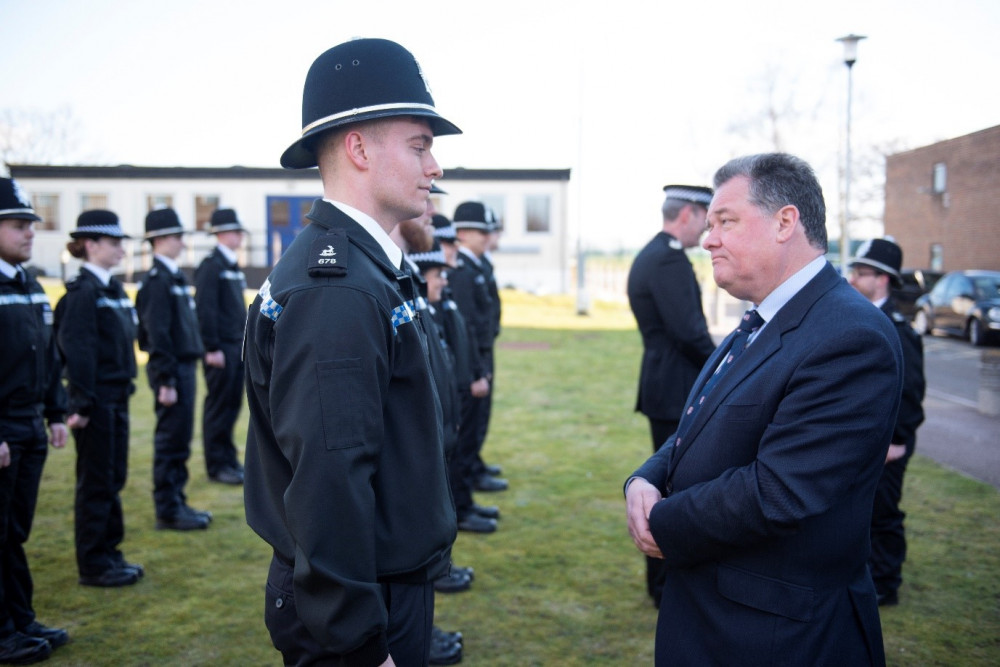 New Hitchin Urban policing priorities have been set. PICTURE: Herts Police and Crime Commissioner David Lloyd with officers