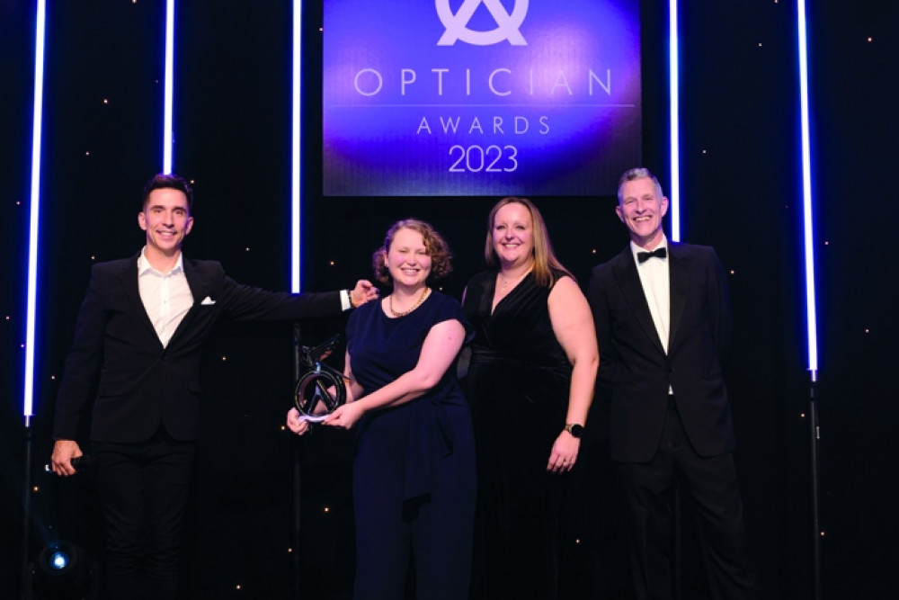 Marc Drake's award was collected at the Hilton by colleague Elinor Hobb, herself recently successful at the Welsh Optometry Awards 