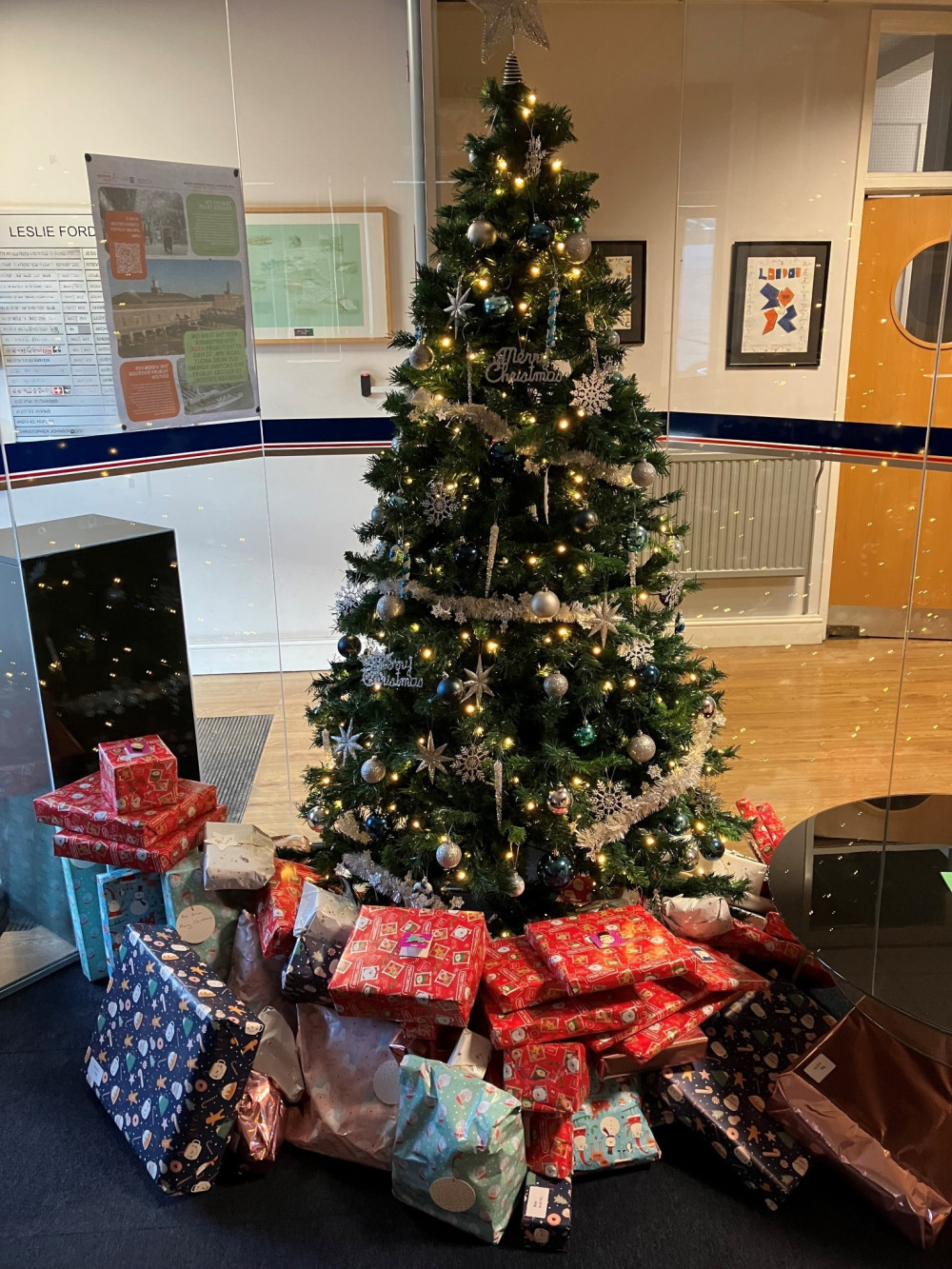 Presents under the tree at the Port of Tilbury’s office before they were delivered to Changing Pathways today (Thursday, 21 December).