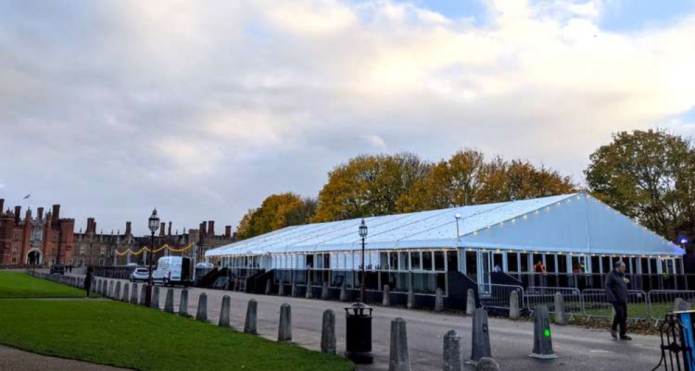 A giant marquee is now in the Palace's grounds (Image: Ellie Brown)