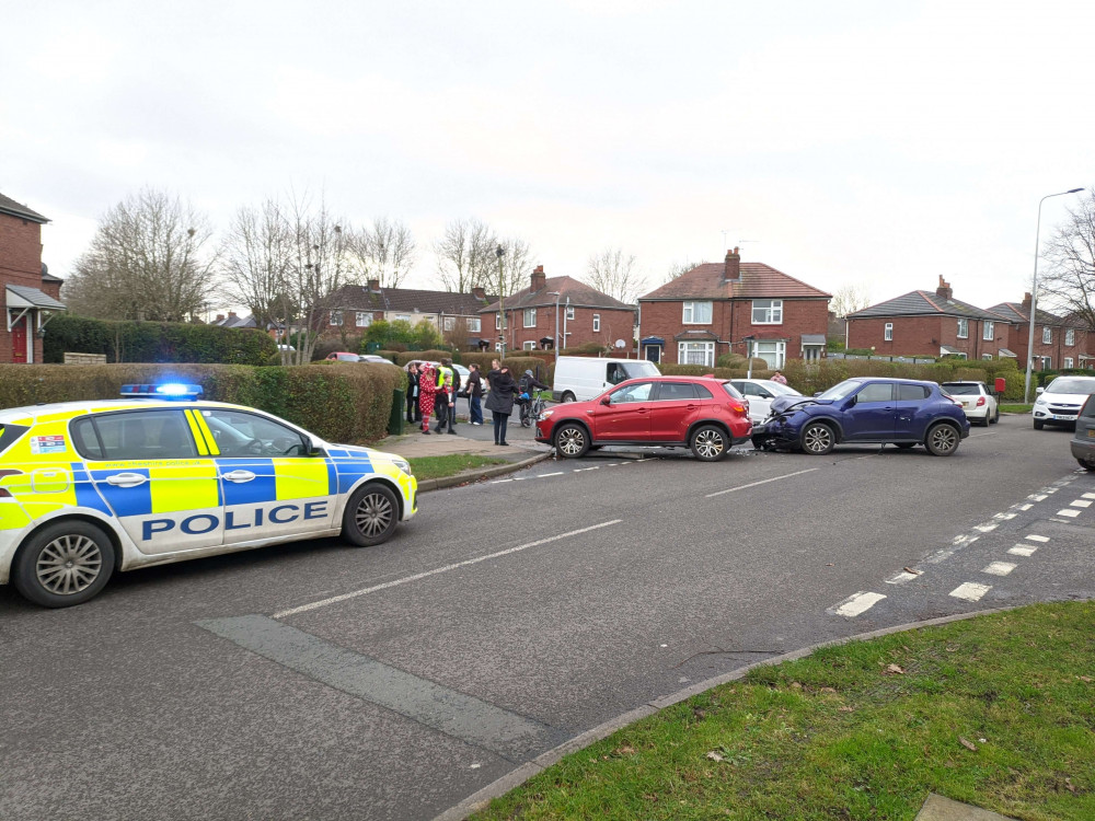 Cheshire Police received reports of another collision on Frank Webb Avenue, at its Junction with Badger Avenue, on Friday 22 December (Nub News).