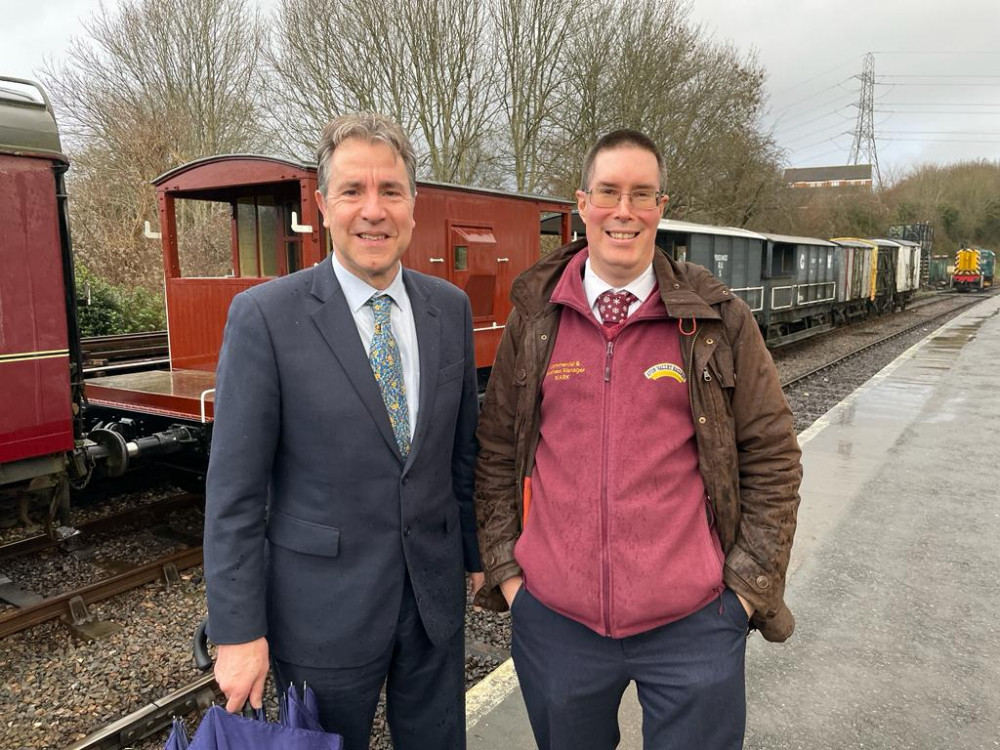 Mayor Dan Norris with Avon Valley Railway General Manager Mark Simmons