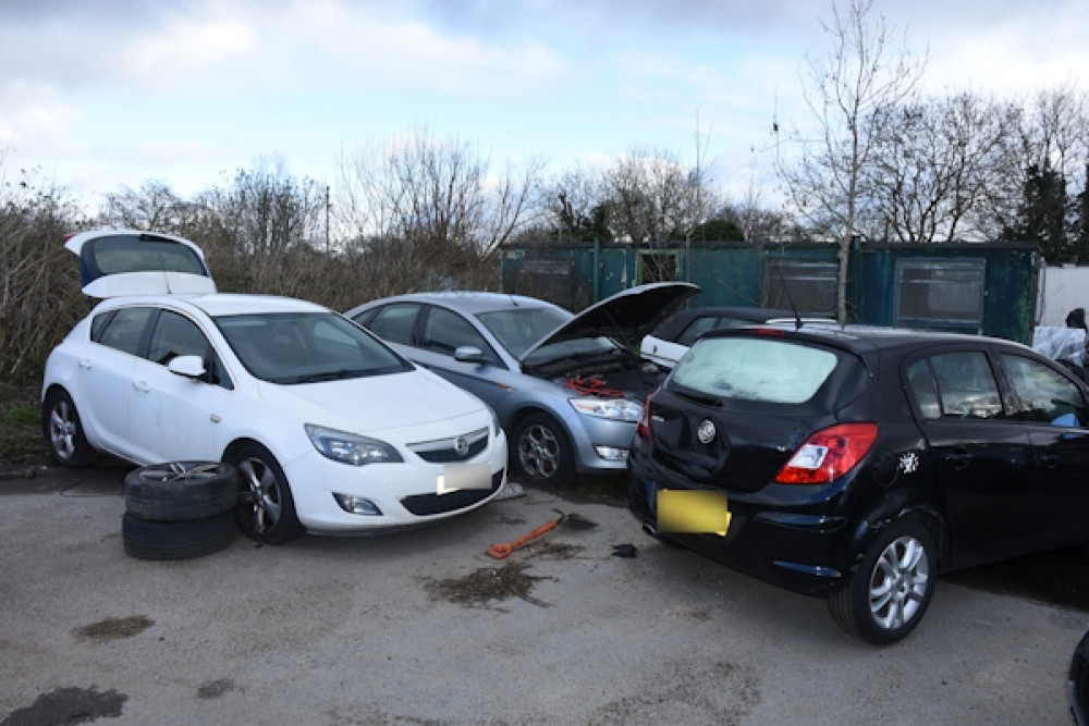 Stolen vehicles were found at a scrapyard in Maldon.