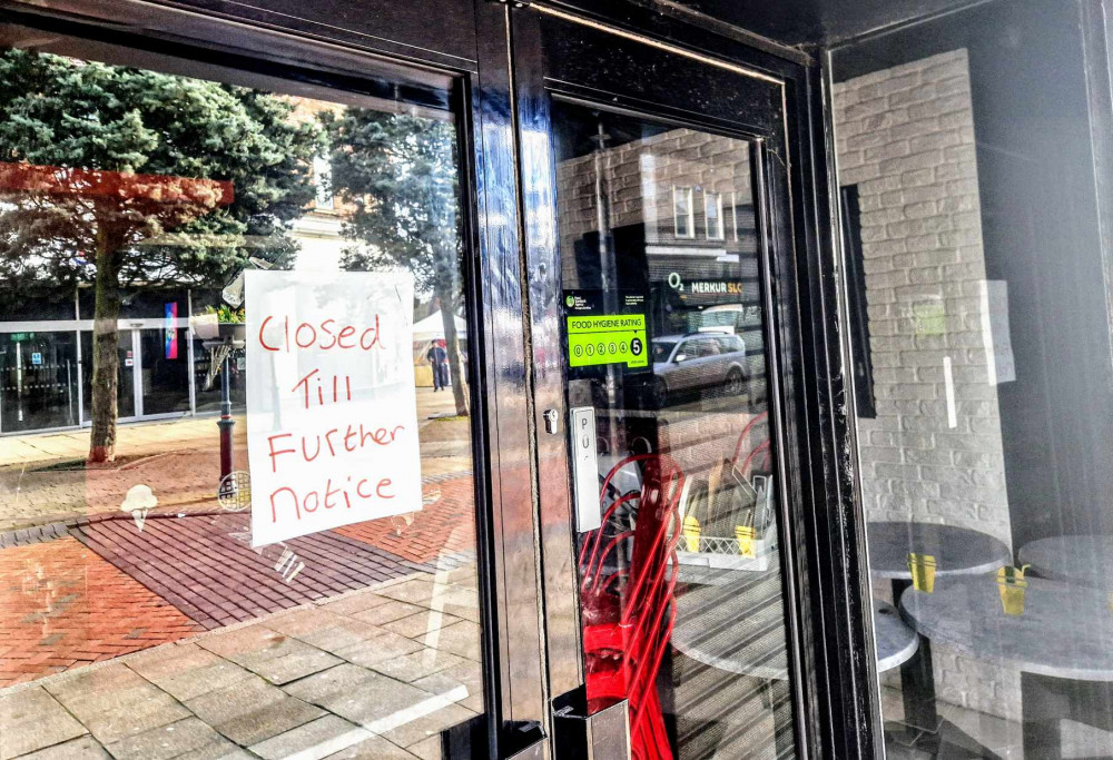 Little Dessert Shop, Market Street, placed a 'closed till further noice' sign on its front window on Tuesday 2 January (Ryan Parker).