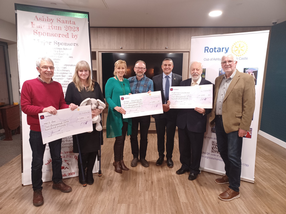 Ashby Santa Fun Run Committee pictured with the charity representatives. Images: Supplied