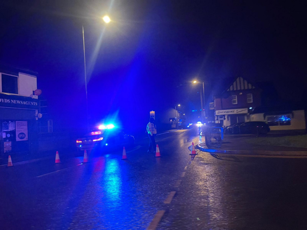 Police closed off Uttoxeter Road, Blythe Bridge, following the incident on Saturday evening (Nub News).