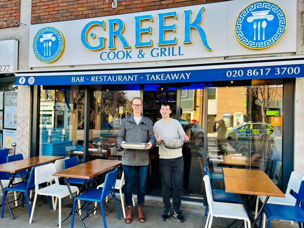 Sheperd's Star volunteer Harrison and Trustee Justin collecting their lunch. (Photo Credit: Shepherd's Star). 