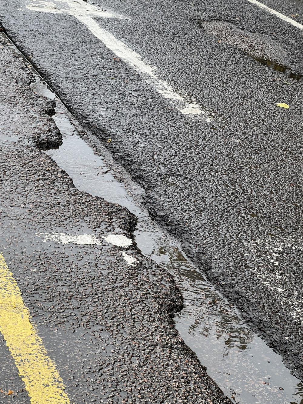 The infamous potholes on Hitchin's Bedford Road have been mostly repaired this month. PICTURE CREDIT: Hitchin Nub News 