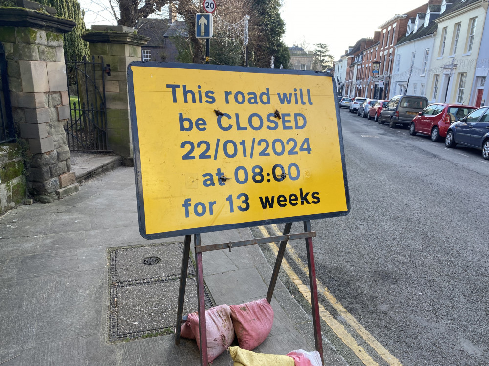 Road closures around St Mary's Church will start again today - January 22 (image by Geoff Ousbey)