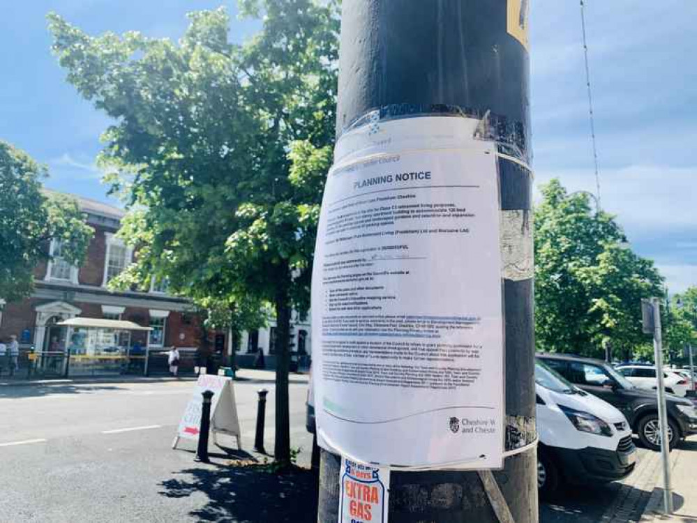 The planning notice on Main Street The planning notice on Main Street
