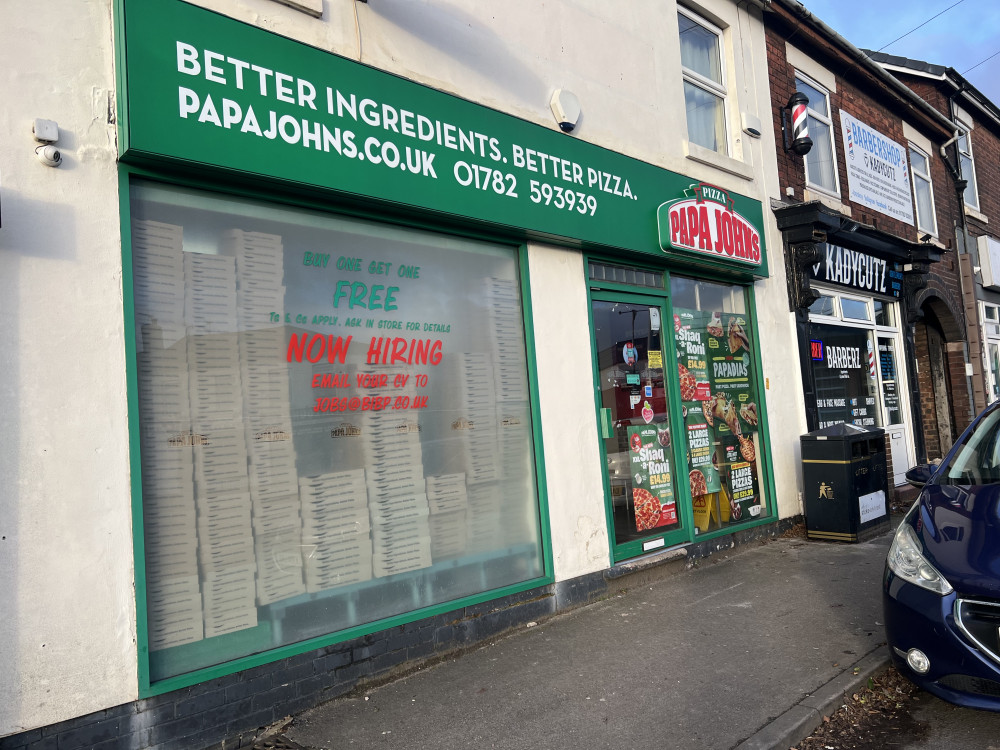 Papa Johns, on Normacot Road, closed on Monday 22 January whilst the company looks for new ownership (Nub News).