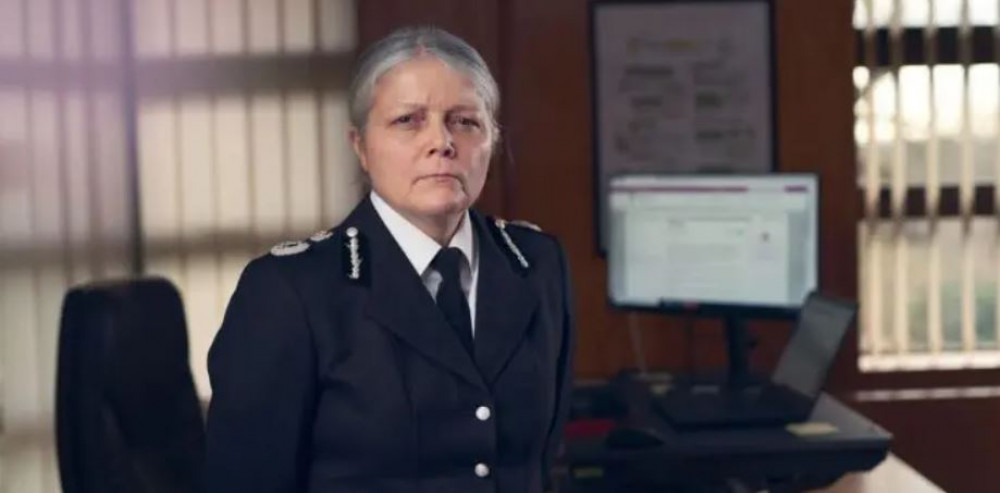 Publicity still of Chief Constable Sarah Crew. Copyright: Gareth Iwan Jones, Channel 4