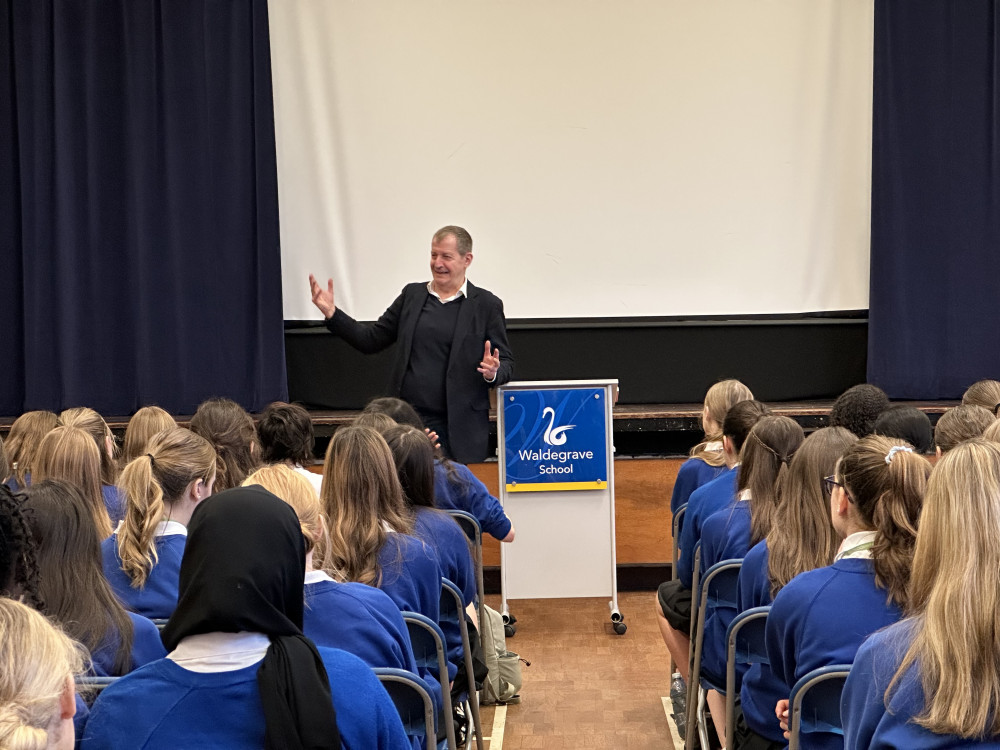 Alistair Campbell visits Waldegrave School, Twickenham. (Photo: Supplied)