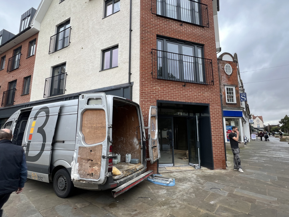 A Letchworth Nub News picture of the site on Leys Avenue as it was being fitted back in November. Starbucks have now resubmitted plans for outdoor seating in the area in front of the store. CREDIT: Letchworth Nub News  