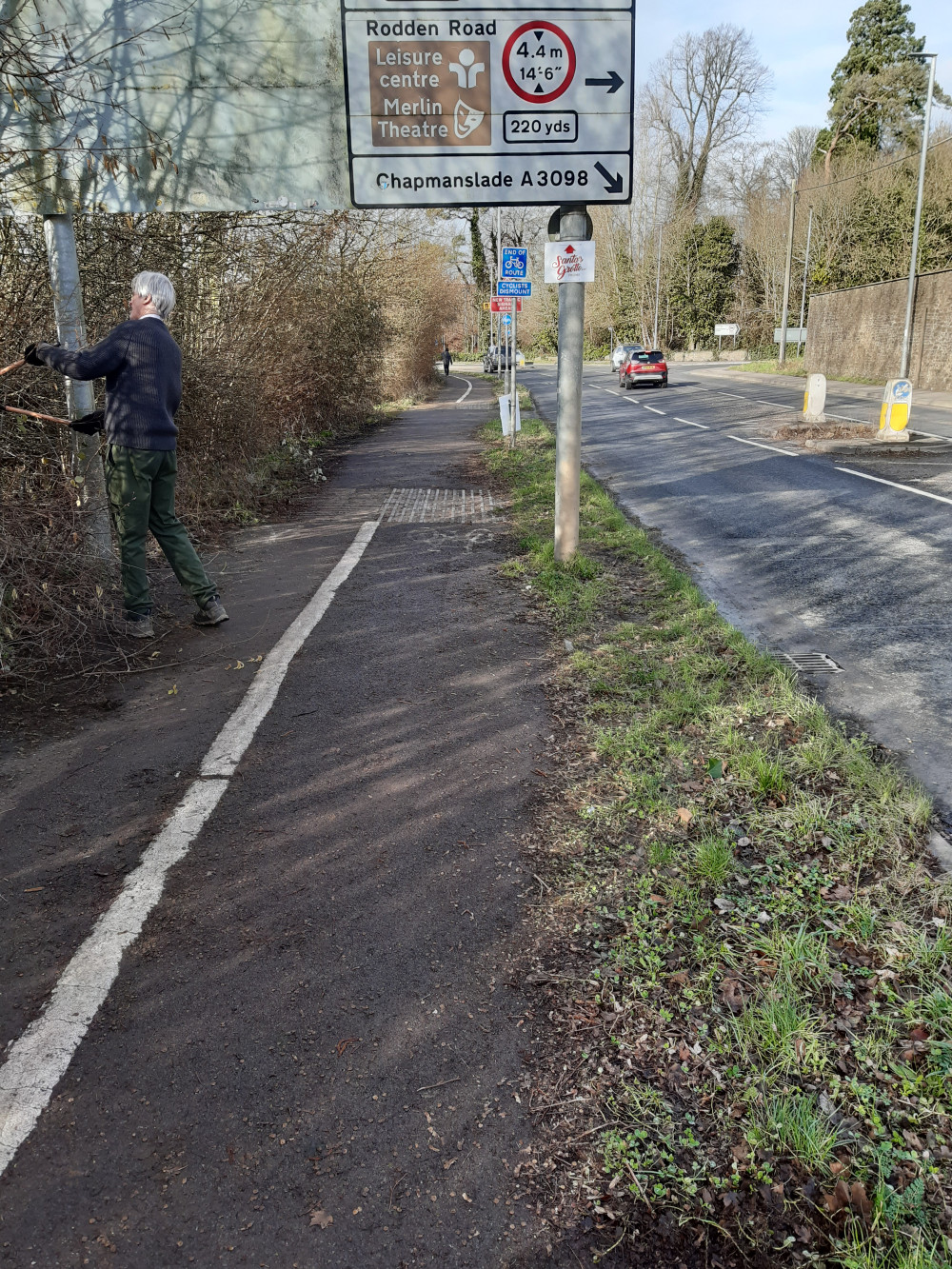 A well widened cycle and foot path on Warminster Road towards Asda, image Frome Hoedown