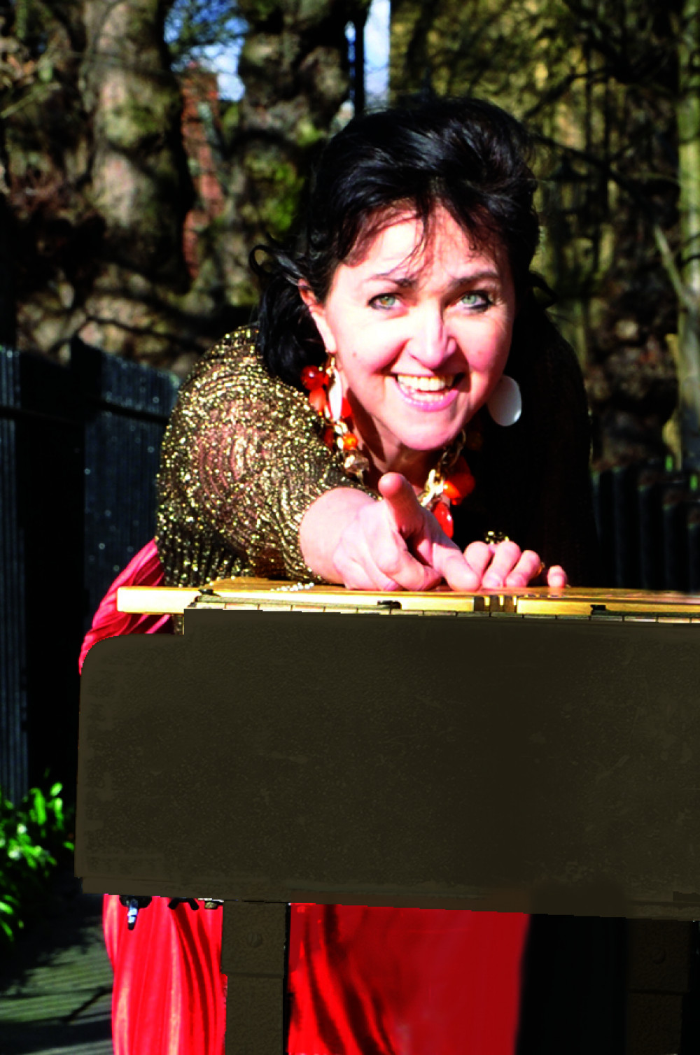 Sara Stowe with her harpsichord