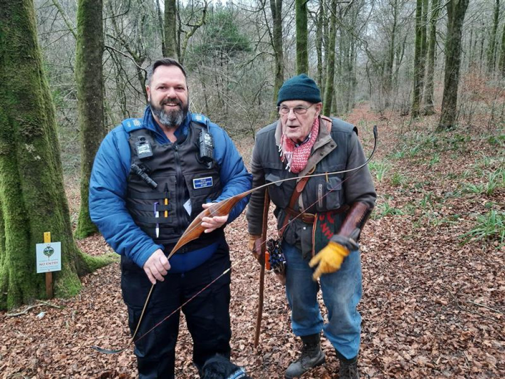 Frome PCSO Rob Neil with Cranmore archers, image Avon and Somerset police 