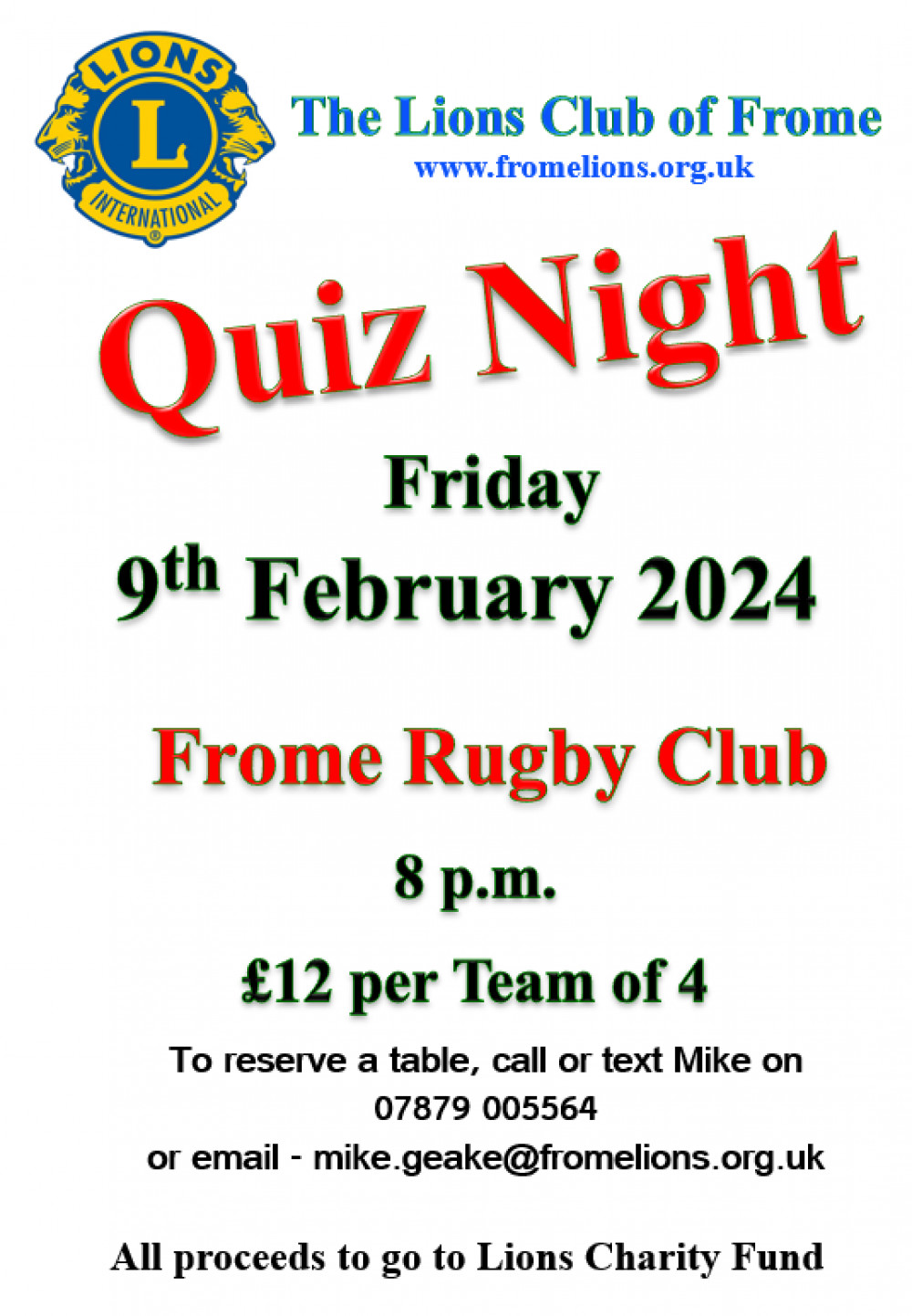 Frome Lions Quiz Night