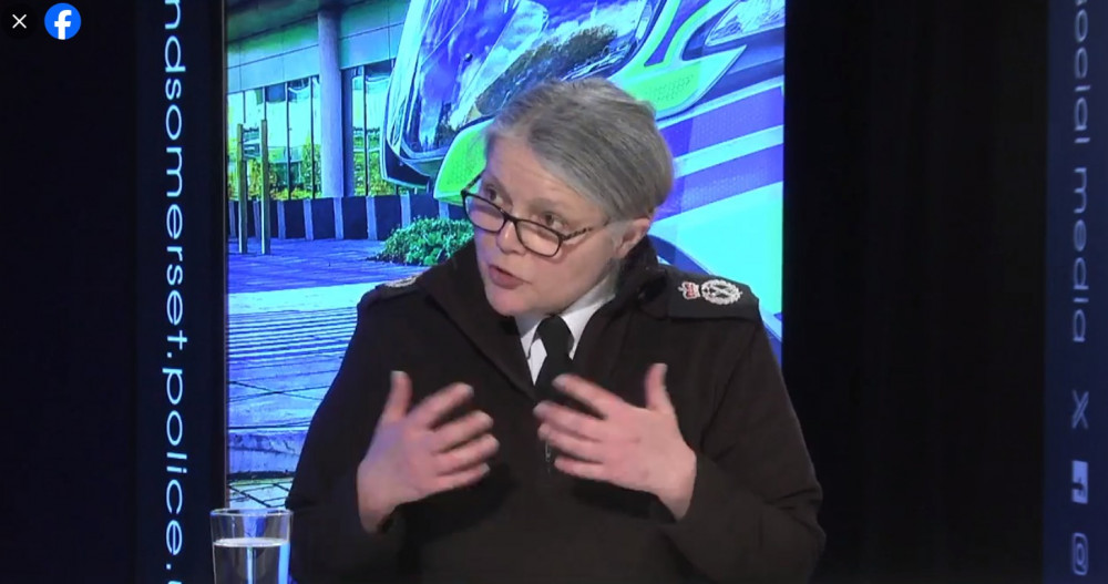 Avon & Somerset Chief Constable Sarah Crew at the PCC performance and accountability board on Wednesday, January 17, 2024 Image: Avon & Somerset Avon & Somerset Chief Constable Sarah Crew at the PCC performance and accountability board on Wednesday, January 17, 2024 Image: Avon & Somerset