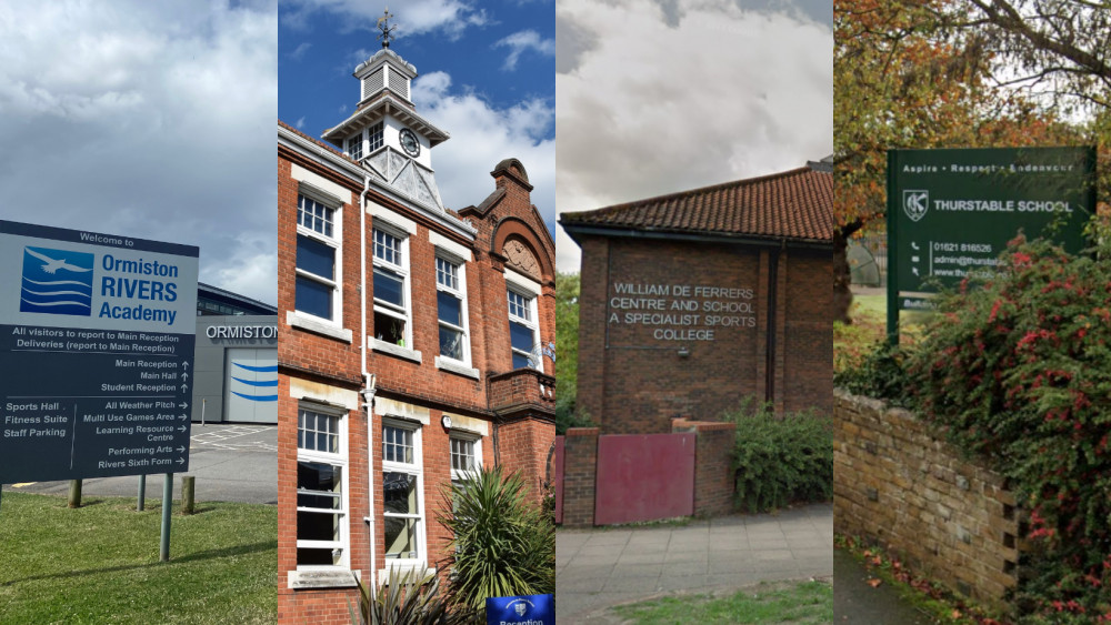 A collection of local secondary schools (Photos: Chloe Brewster, Plume Academy, Google Street View)