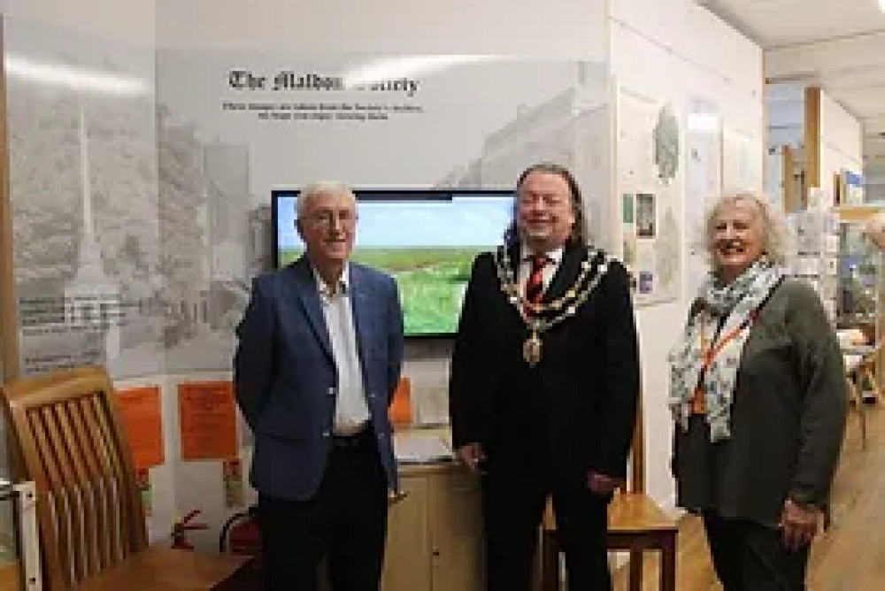 Maldon Mayor Andrew Lay joined guests at the launch of the society's new touchscreen.