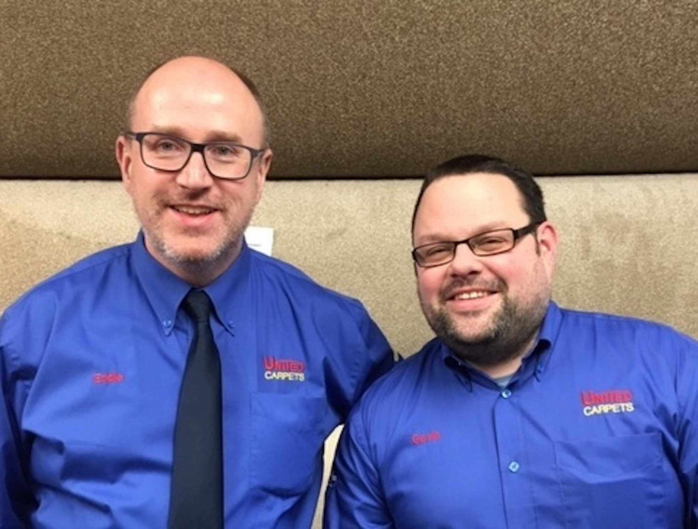 Owner and manager of United Carpets, Nantwich Road, Eddie Davies, (left), is seeing customers changing their shopping habits in his store (Nub News).