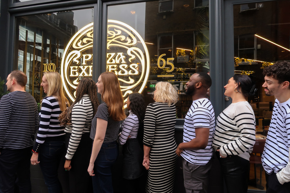 PizzaExpress is giving their epic pizza away for free to diners wearing a black and white striped top, in celebration of National Pizza Day. (Photo Credit: Pizza Express).