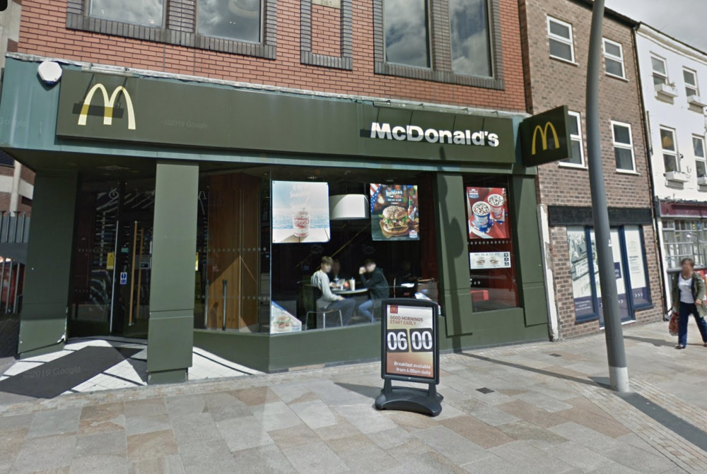 The fire was deliberately set inside the toilets in McDonalds, Parliament Row, Hanley (Google).