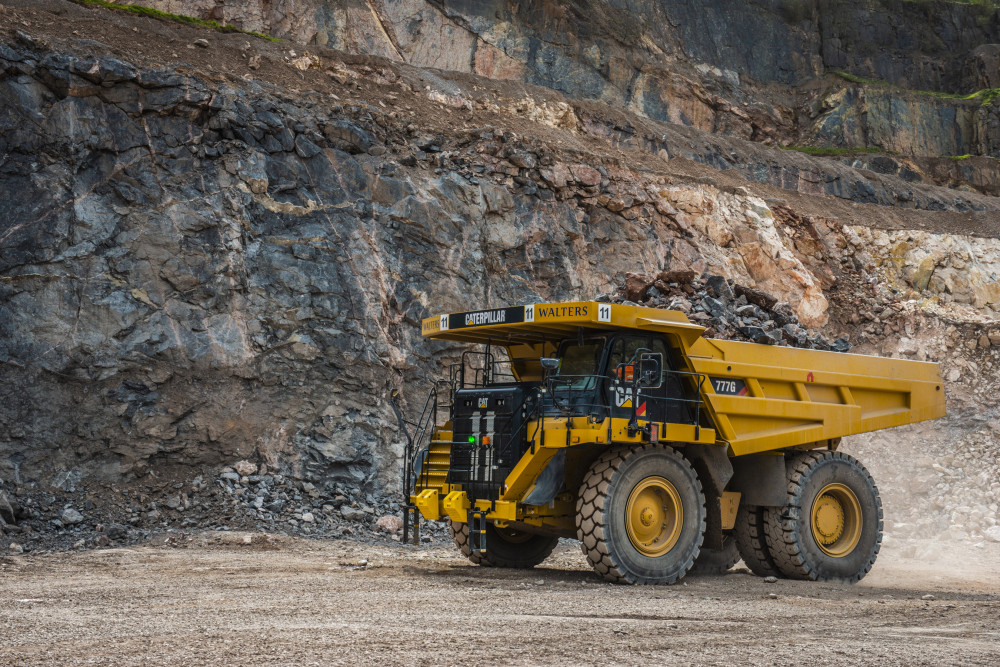 The quarry’s new CAT 777G machines, image Heidelberg Materials