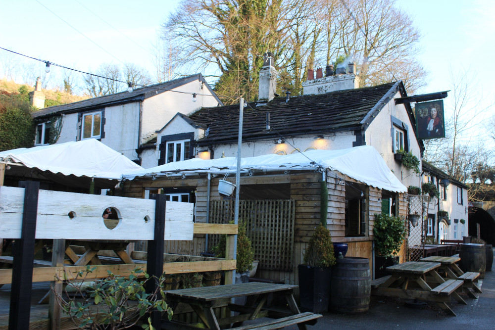 The outdoor area of the pub, pictured late last month. (Image - Macclesfield Nub News)