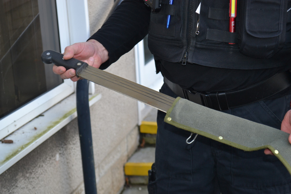 One of the knives surrendered at the bin at Radstock police station, photo Nub News