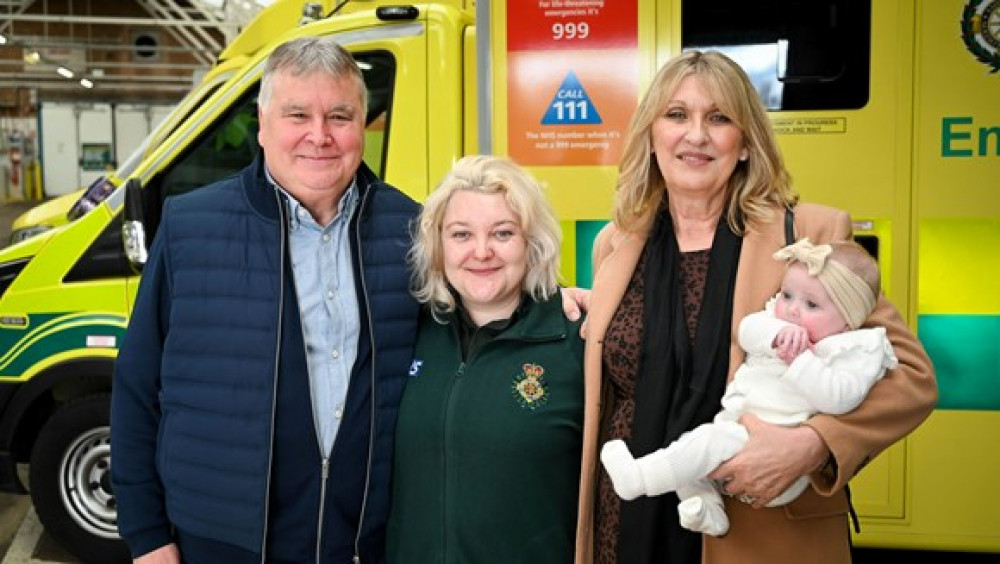 Hanworth Grandmother thanks medics for ‘gift of life’ and chance to meet her first granddaughter. (Photo Credit: London Ambulance Service).