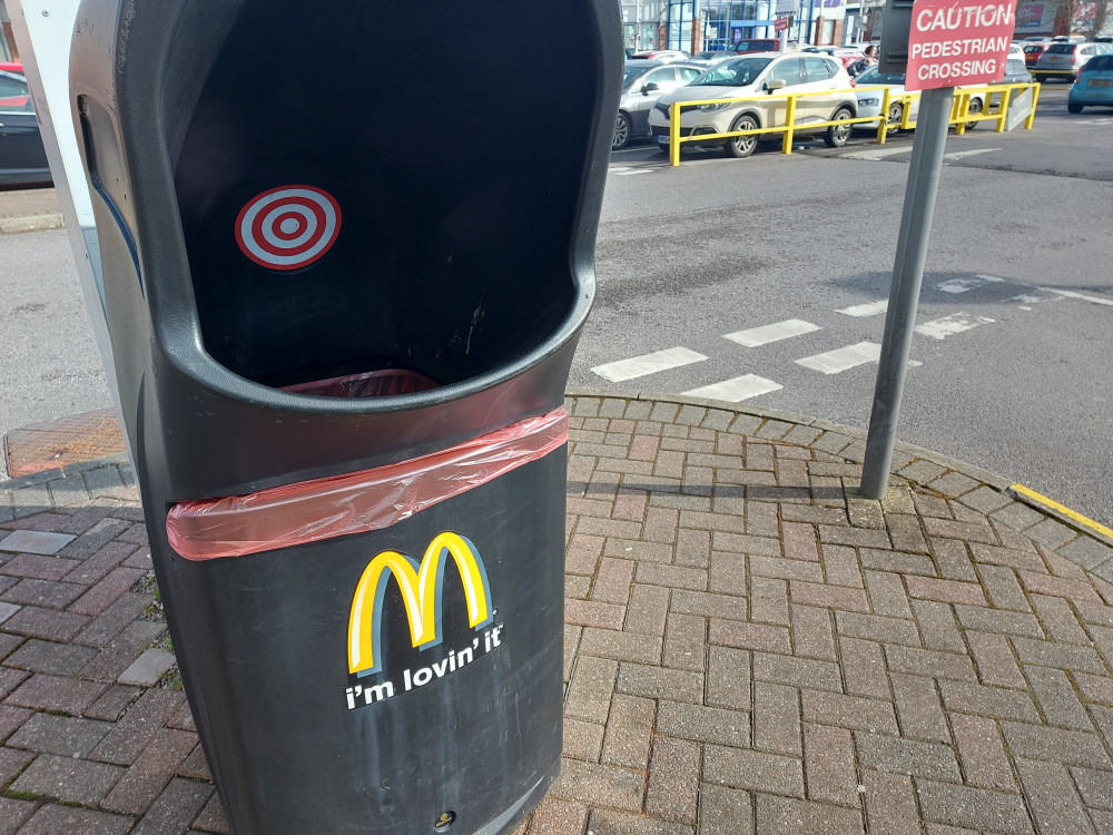 McDonalds bin in Trowbridge, image Nub News 