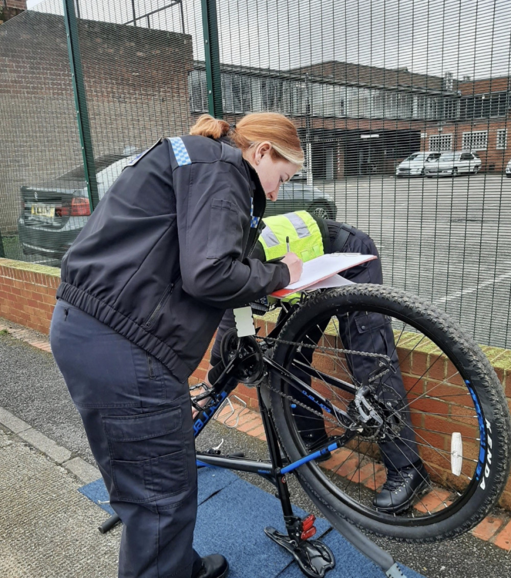 Security bike-marking event held in Letchworth is a success. CREDIT: Herts Police 