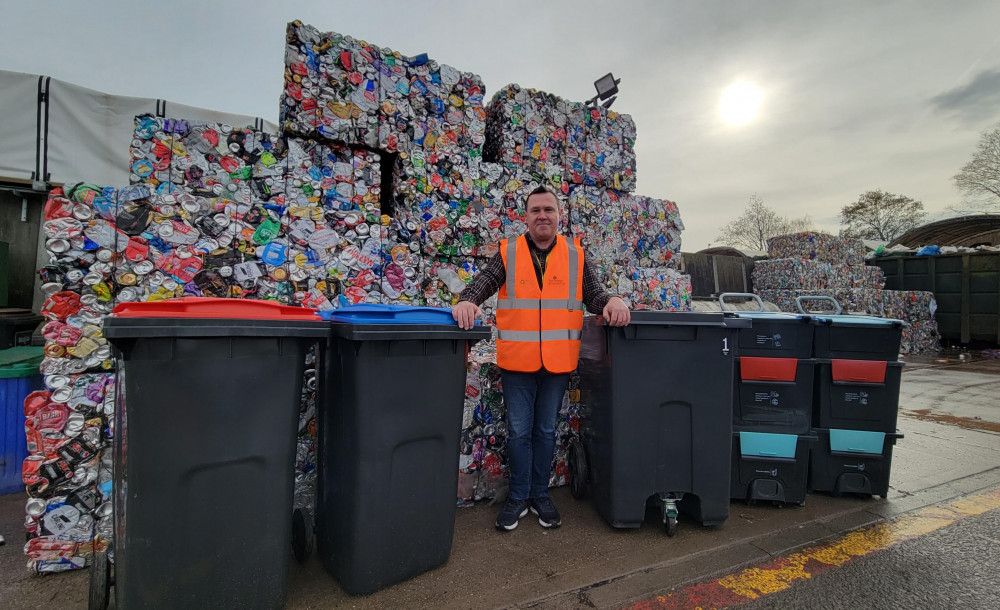 Cllr Michael Wyatt with the options for the future of recycling in the area. Photos: North West Leicestershire District Council