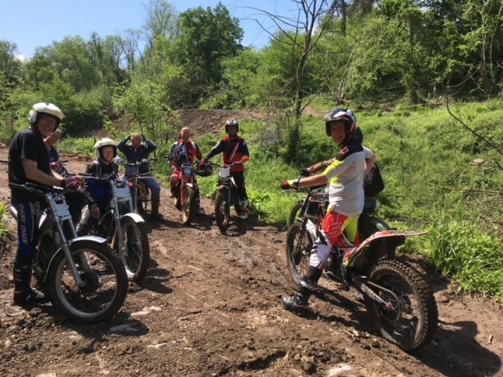 A group of trial bikers at Fry's Bottom Wood, image Steve Willcox