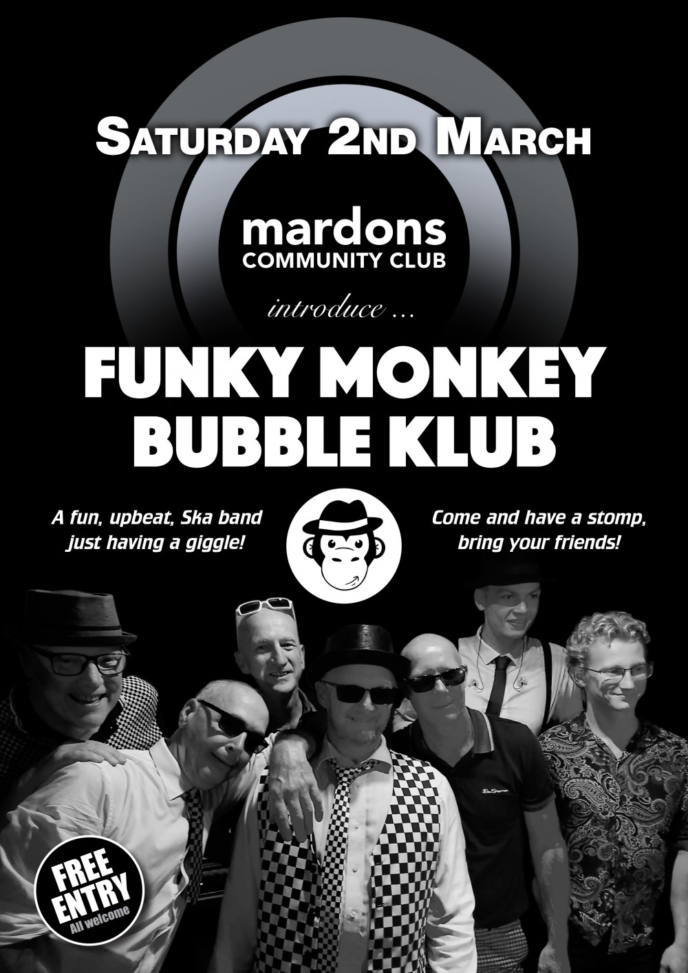 The Funky Monkey Bubble Klub bring Ska to Mardons The Funky Monkey Bubble Klub bring Ska to Mardons