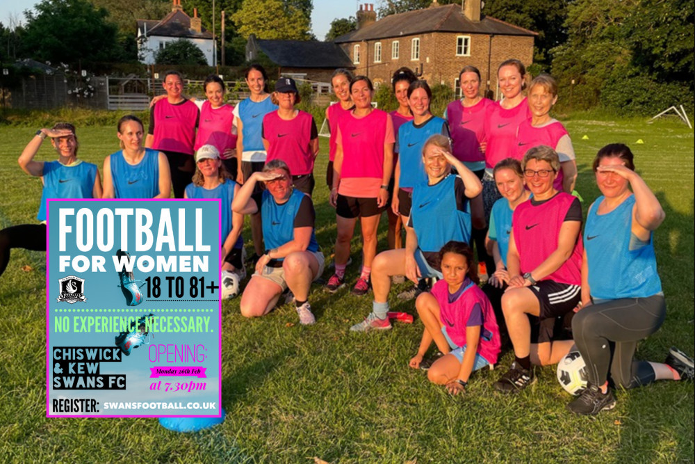 Swans FC was initially piloted in Twickenham and now its expanding to Chiswick & Kew to get more women into football (credit: Swans FC & Middlesex FA).