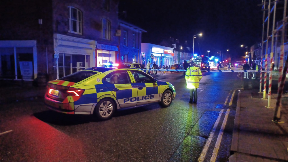 Fire at The Admiral Hornblower Oakham Closes High Street, Photograph Martin Brookes