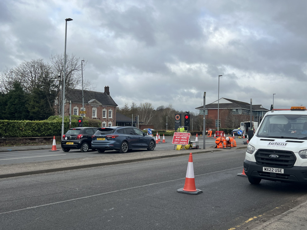 Four-way traffic lights are in place on the A34 in Trent Vale (Nub News).