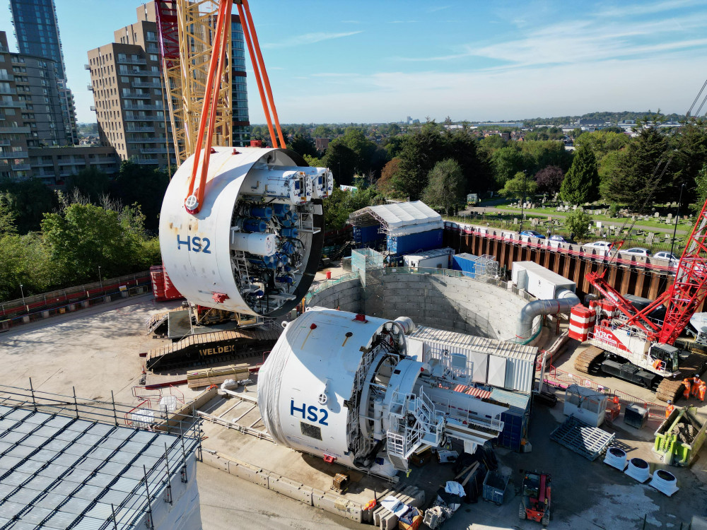  Front shield of TBM Emily lifted at Victoria Road Crossover box site (credit: HS2).