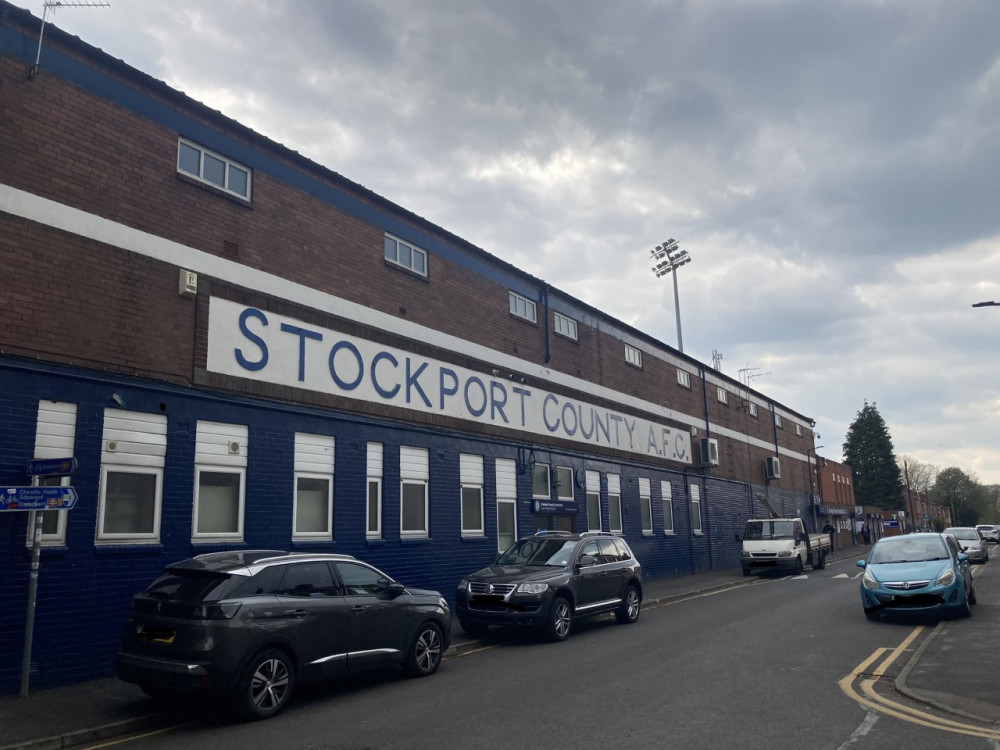 The incident took place when Stockport County faced Mansfield Town at Edgeley park on 1 January 2024 - the man appeared in court yesterday (26 February) (Image - Alasdair Perry)