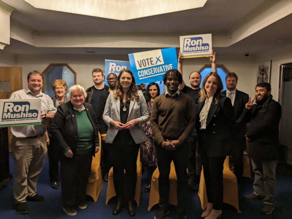 Councillor Laura Blumenthal for South Lake standing next to Councillor Ron Mushio for Chiswick Gunnersbury (credit: Chiswick, Brentford and Isleworth Conservatives).  