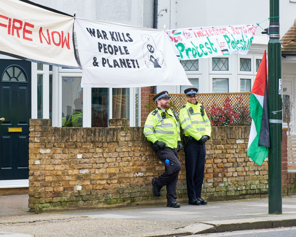 Some police officers at the protest. (Photo Credit: Oliver Monk). Some police officers at the protest. (Photo Credit: Oliver Monk).