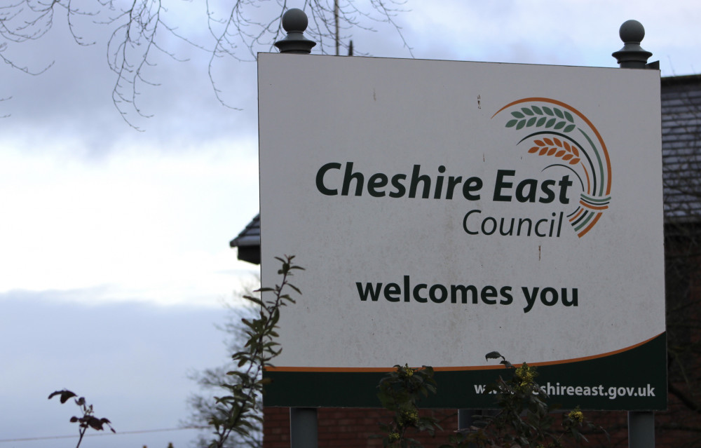 A sign at Cheshire East's Westfields HQ, Middlewich Road, Sandbach. (Image - Nub News) 