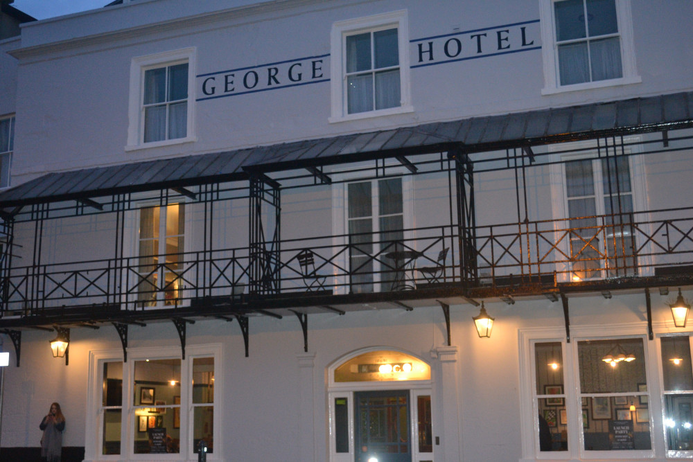 The lights are on, The George Hotel is about to re-open, image Frome Nub News 