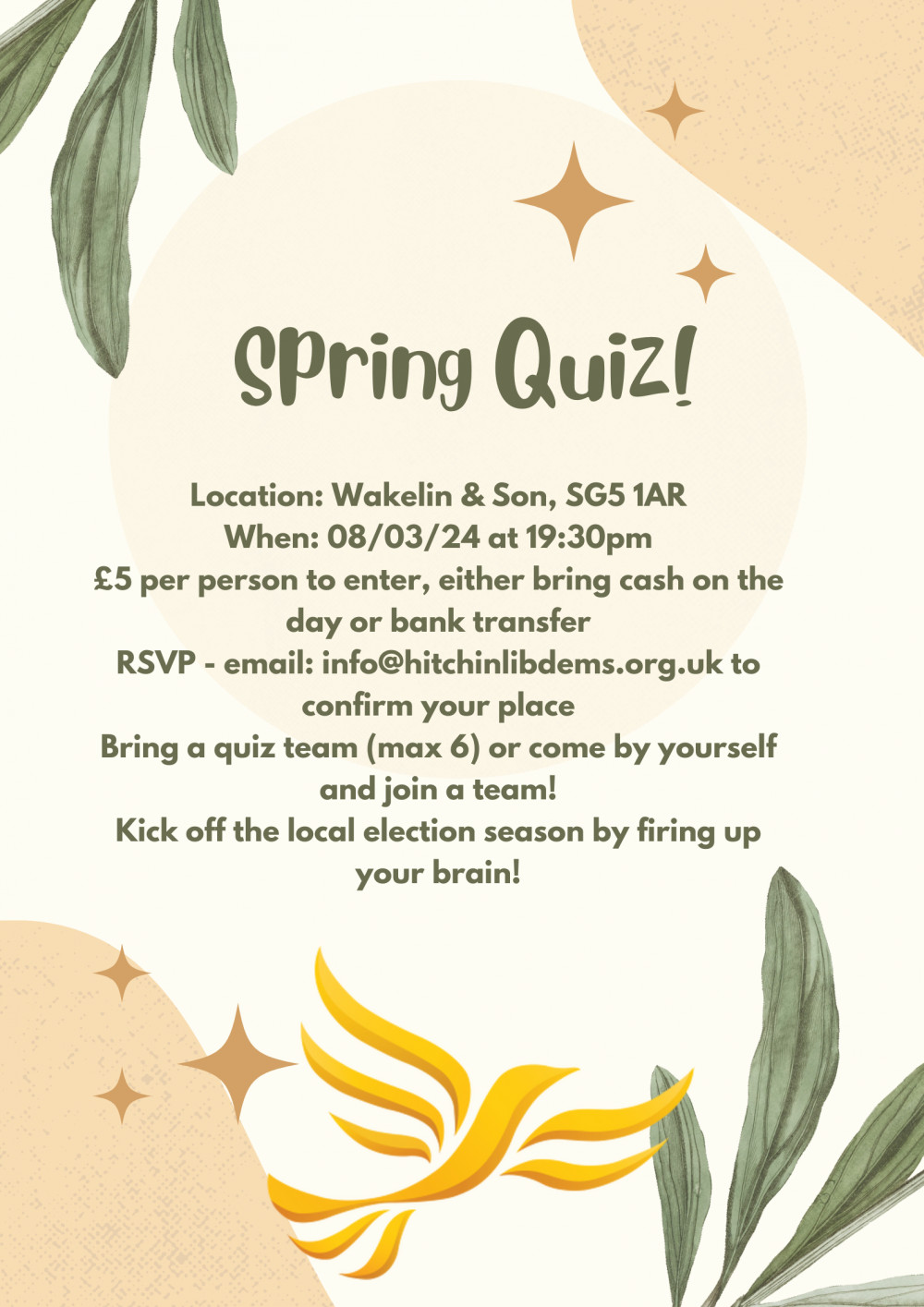 Spring Quiz at Wakelins Coffee shop 