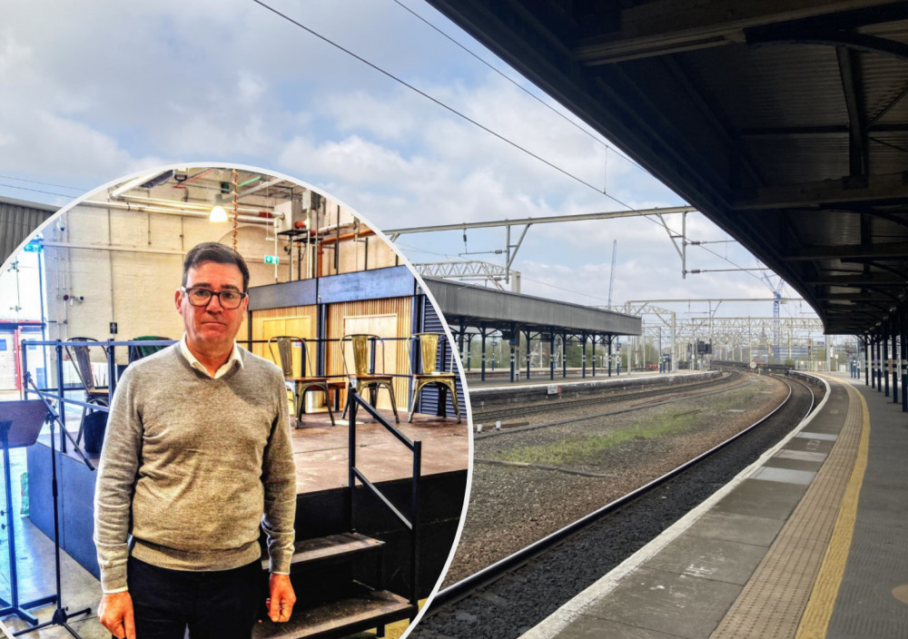 Greater Manchester Mayor Andy Burnham addressed plans for Stockport railway station post-HS2 during a visit to Crewe on Monday 4 March (Images - Nub News)