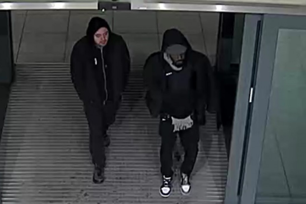 Police are asking the public for help to identify these two men who assaulted a taxi driver at Heathrow Airport on 10 January 2024 (credit: Met Police).